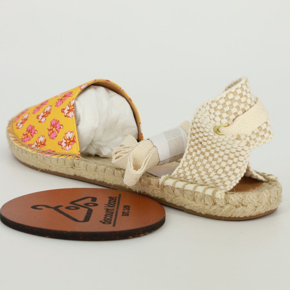 J.Crew Printed Lace-Up D'Orsay Espadrille Sandals Orange Block Size 9.5 NIB Boho